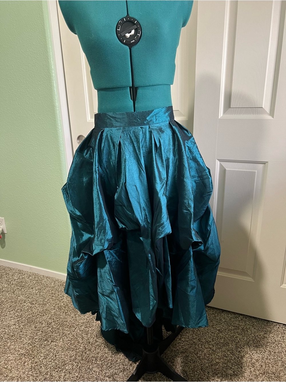 Teal Taffeta High-Low victorian saloon girl Skirt size 6/8
